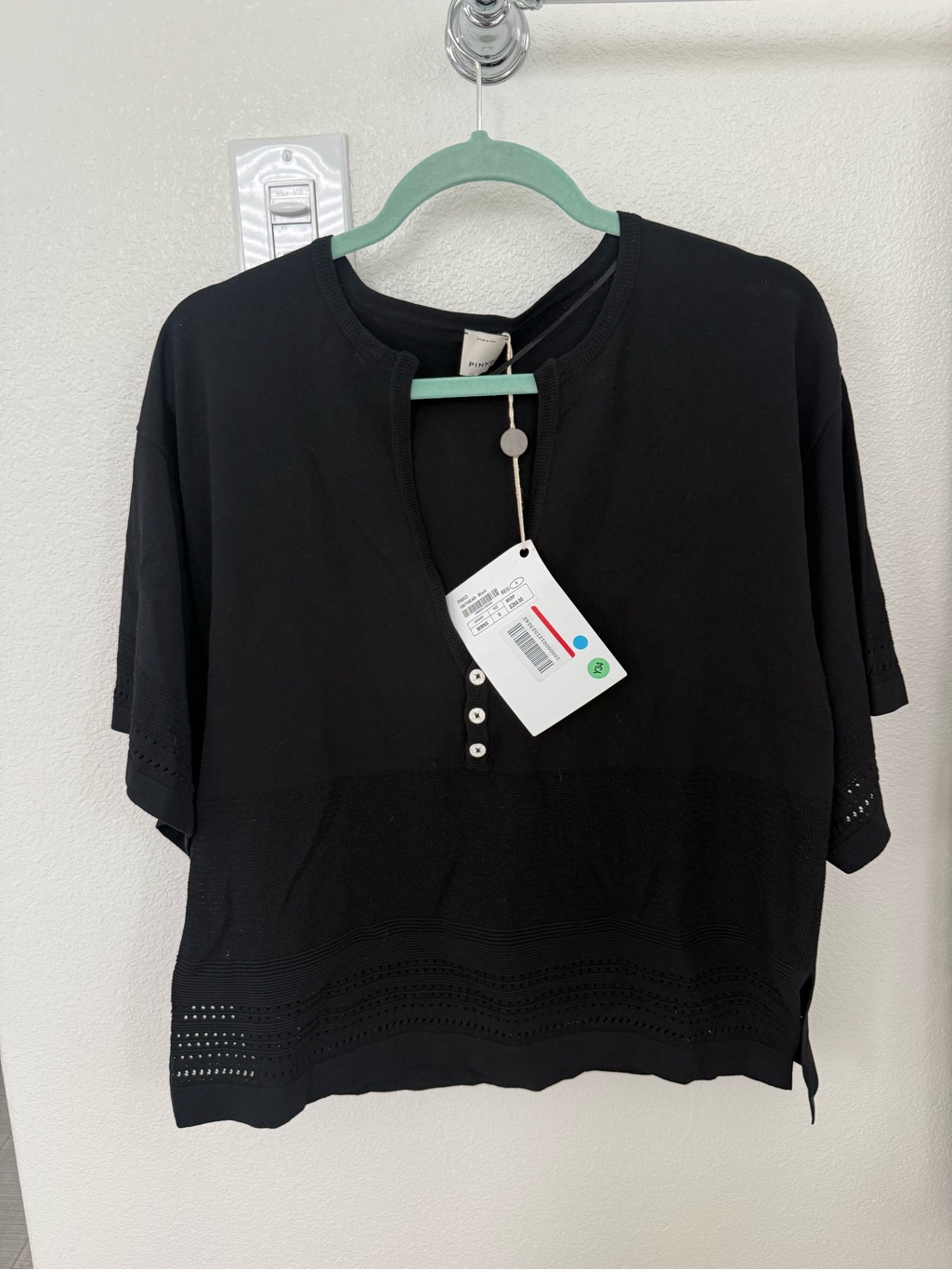Pinko Bnwt Black Short Sleeve Knit Top